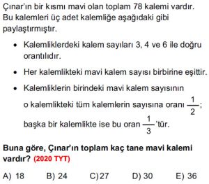 Oran Orantı Çıkmış Sorular – Doğru Tercihler